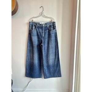 Rag & Bone Miramar Pants Terry Denim Print High Rise Wide Leg Women Size 32